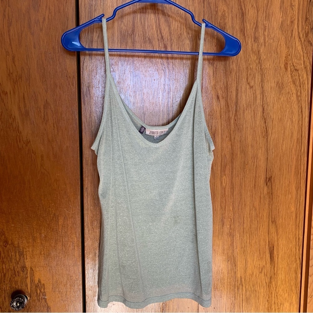 Sparkly Silver Tank Jennifer López size large spaghetti strap blouse